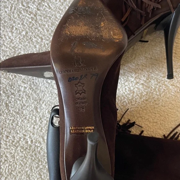 Gianmarco Lorenzi Dark Brown Fringe Heeled Boots - Picture 8 of 10